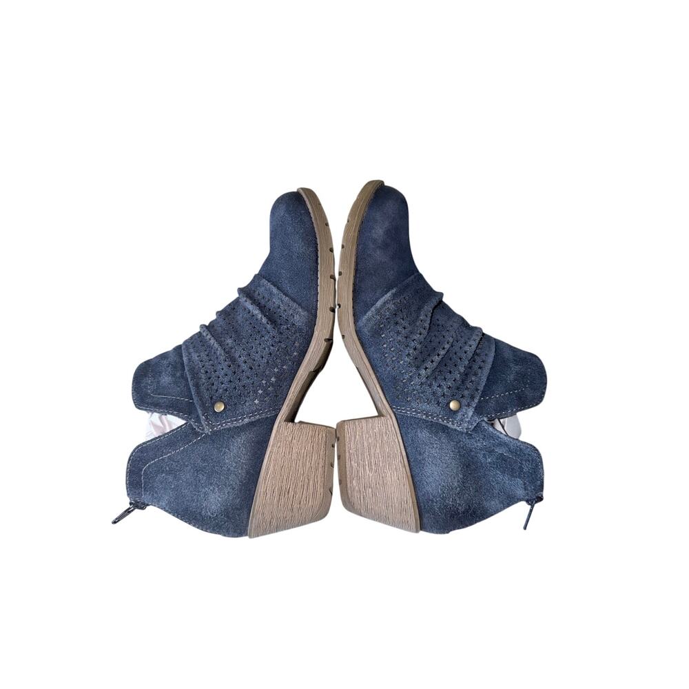 Earth origin blue suede leather heeled booties 8.5 wide width boho western comfy - Picture 4 of 8